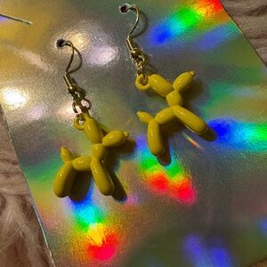 Handcrafted Earrings, Balloon Dog Enamel Charms
